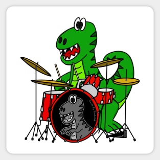 Dinosaur Drummer T-Rex Playing Drums Musician Sticker